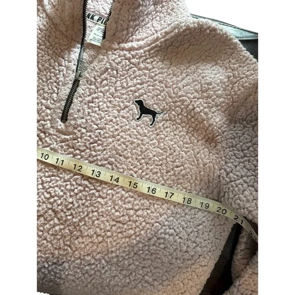 PINK Victoria's Secret Womens XS Pink Sherpa Quarter Zip Pullover Fleece Top - Picture 6 of 8